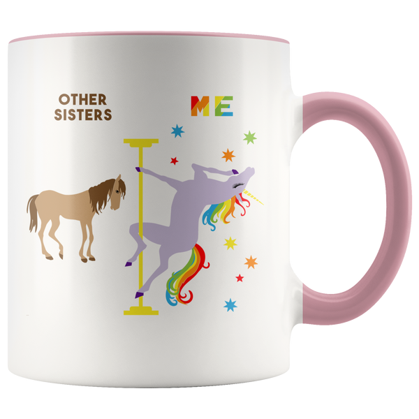 Funny Gift for Sister Mug Twin Sister Stepsister Birthday Coffee Cup Pole Dancing Unicorn
