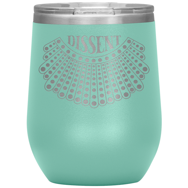 I Dissent Lace Collar Ruth Bader Ginsburg Notorious RBG Feminist Gifts Stemless Stainless Steel Insulated Wine Tumbler BPA Free 12oz