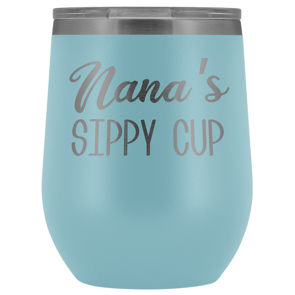 Nana's Sippy Cup Nana Wine Tumbler Gifts for Nanas Funny Stemless Stainless Steel Insulated Tumblers Hot Cold BPA Free 12oz Travel Cup