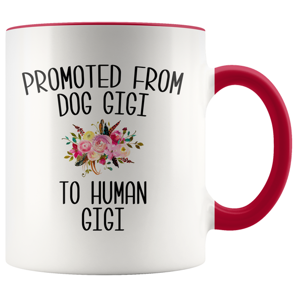 Promoted From Dog Gigi To Human Gigi Coffee Mug New GiGis Pregnancy Announcement Mother in Law Reveal Gift for Her Baby Shower Gifts