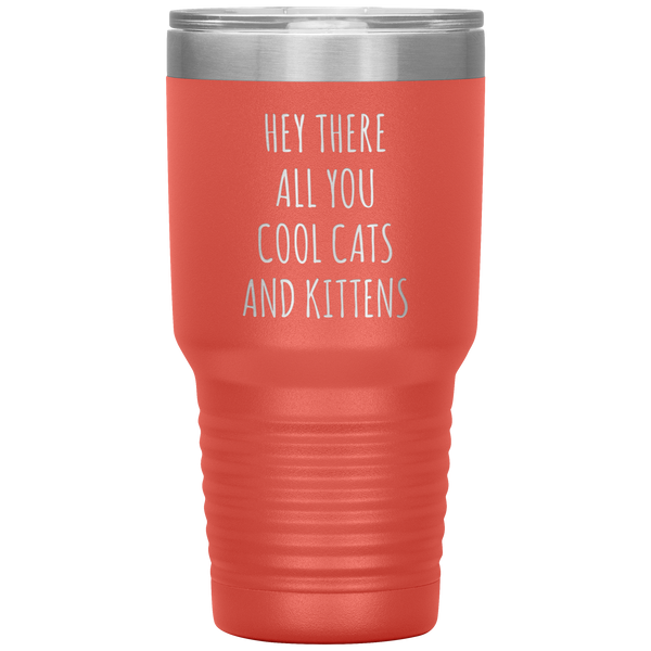 Hey There All You Cool Cats and Kittens Mug Funny Tumbler Insulated Travel Coffee Cup 30oz BPA Free