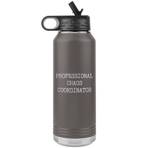 Professional Chaos Coordinator Funny Work Coworker Gift Insulated Water Bottle Tumbler 32oz BPA Free