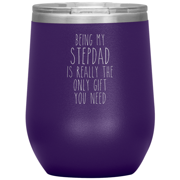 Father's Day Being My Stepdad is the Only Gift You Need Stemless Insulated Travel Wine Tumbler BPA Free 12oz