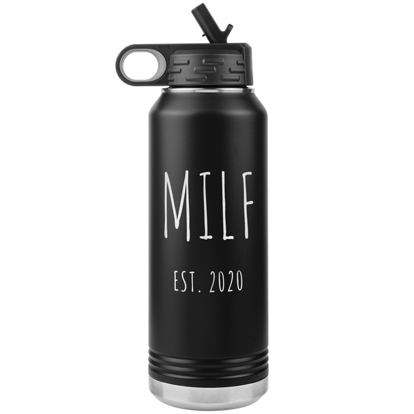 MILF Mug Push Present For New Mom Gifts Funny Mother Est 2020 Water Bottle Baby Shower Future Mom Pregnant Congratulations 32oz BPA Free