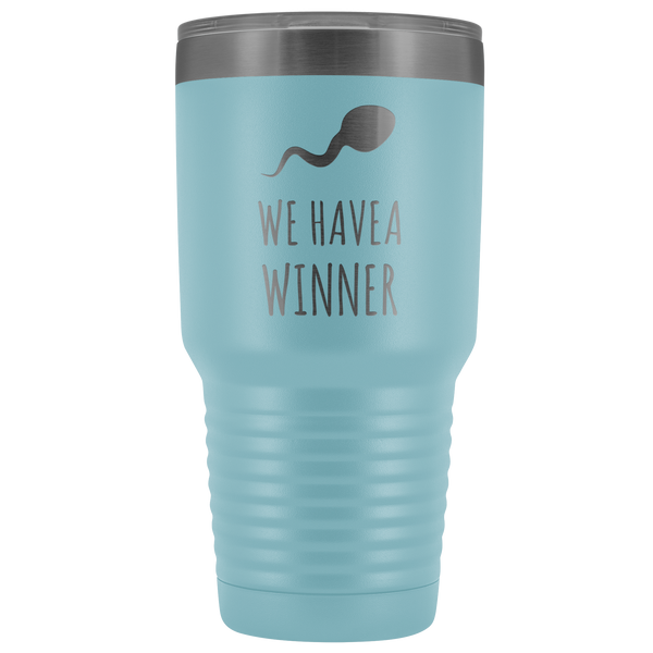 Funny Pregnancy Announcement Reveal Gift to Husband Baby Announcement We Have a Winner Tumbler Metal Mug Insulated Hot Cold Travel Coffee Cup 30oz BPA Free
