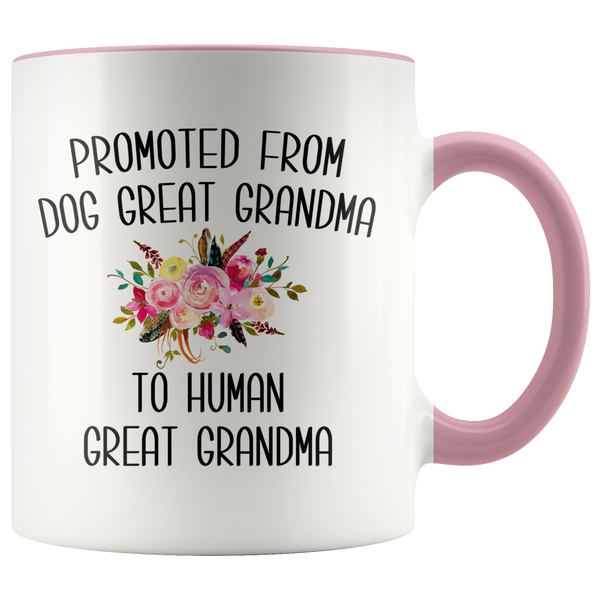Promoted From Dog Great Grandma To Human Great Grandma Mug Great Grandmother Pregnancy Announcement Reveal Gift for Her