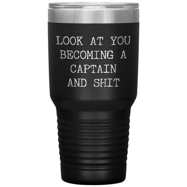Promoted to Captain Gift Look at You Becoming a Captain Mug Tumbler Travel Coffee Cup 30oz BPA Free