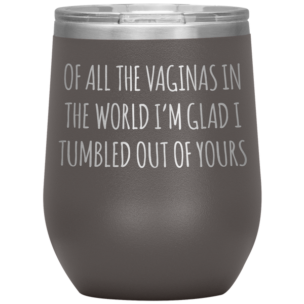 Funny Mother's Day Wine Tumbler Of All the Vaginas Stemless Insulated Wine Tumbler BPA Free 12oz