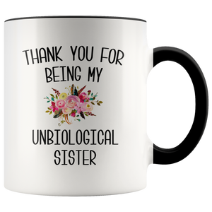 Thank You For Being My Unbiological Sister Coffee Mug Best Friend Birthday Gifts Christmas BFF Mugs Long Distance Friendship Sister In Law Gift Idea