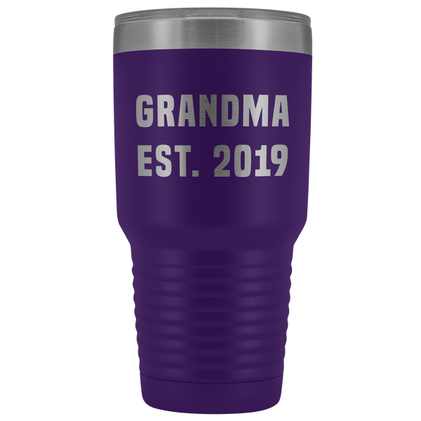 Grandma Est 2019 Coffee Tumbler New Grandmother Reveal Gifts Metal Mug Double Wall Vacuum Insulated Hot Cold Travel Cup 30oz BPA Free-Cute But Rude