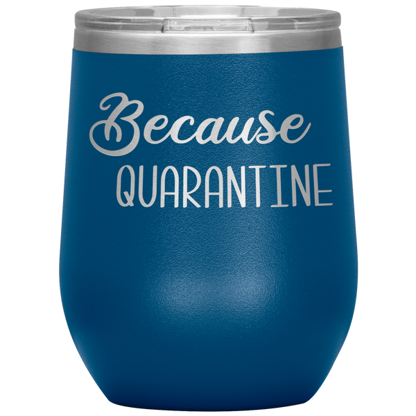 Quarantine 2020 Wine Tumbler Because Quarantine Funny Wine Glass Quarantine Gift Stemless Insulated BPA Free 12oz Travel Cup