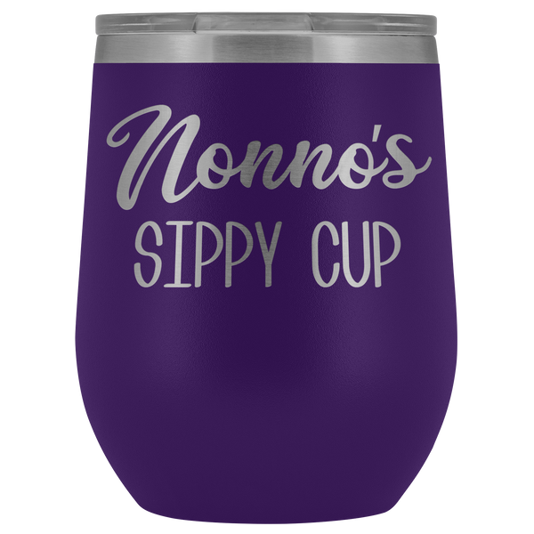 Nonno's Sippy Cup Nonno Wine Tumbler Gifts for Nonnos Funny Stemless Stainless Steel Insulated Wine Tumblers Hot Cold BPA Free 12oz Travel Cup