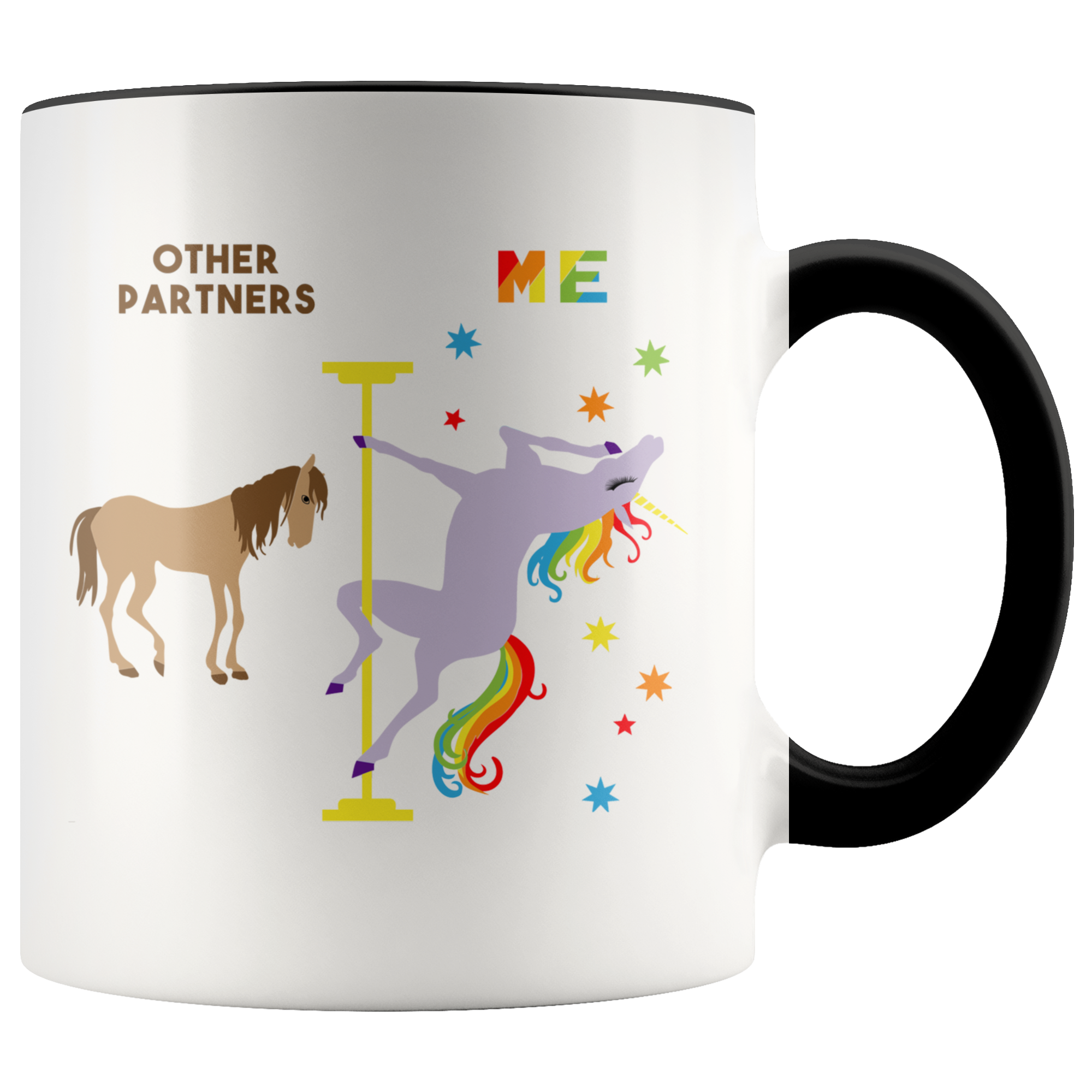 Funny Partner Gifts for Partners Pole Dancing Unicorn Mug Rainbow Coffee Cup Gay Pride LGBTQ 11oz