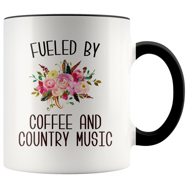 Fueled By Coffee and Country Music Mug Country Coffee Cup Cute Floral Country Western Music Fan Gift for Her Nashville Mug I Love Country