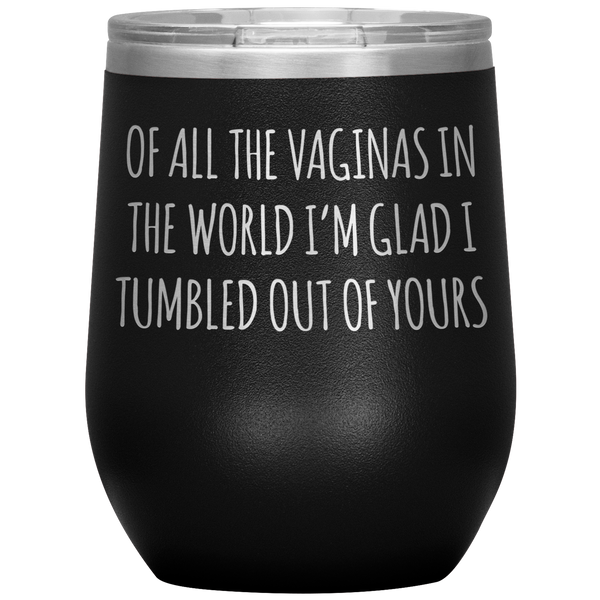 Funny Mother's Day Wine Tumbler Of All the Vaginas Stemless Insulated Wine Tumbler BPA Free 12oz