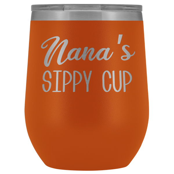 Nana's Sippy Cup Nana Wine Tumbler Gifts for Nanas Funny Stemless Stainless Steel Insulated Tumblers Hot Cold BPA Free 12oz Travel Cup