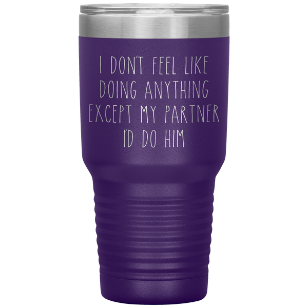 Gay Partner Gift Gay Pride Tumbler I Don't Feel Like Doing Anything Except My Partner I'd Do Him Funny Travel Coffee Cup 30oz BPA Free