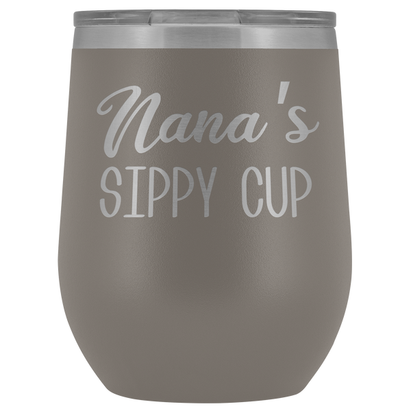 Nana's Sippy Cup Nana Wine Tumbler Gifts for Nanas Funny Stemless Stainless Steel Insulated Tumblers Hot Cold BPA Free 12oz Travel Cup