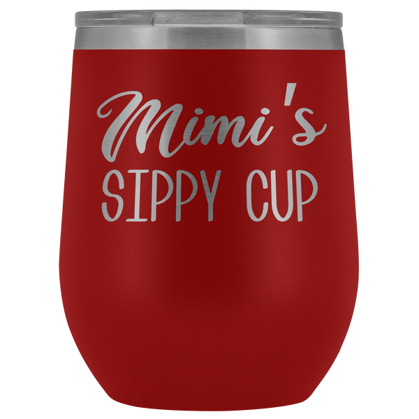 Mimi's Sippy Cup Mimi Wine Tumbler Gifts for Mimis Funny Stemless Stainless Steel Insulated Tumblers Hot Cold BPA Free 12oz Travel Cup