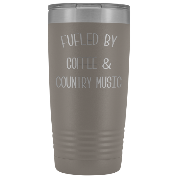 Fueled By Coffee & Country Music Tumbler Insulated Travel Coffee Cup Cute Country Western Fan Gift for Men Women Nashville Mug BPA Free 20oz