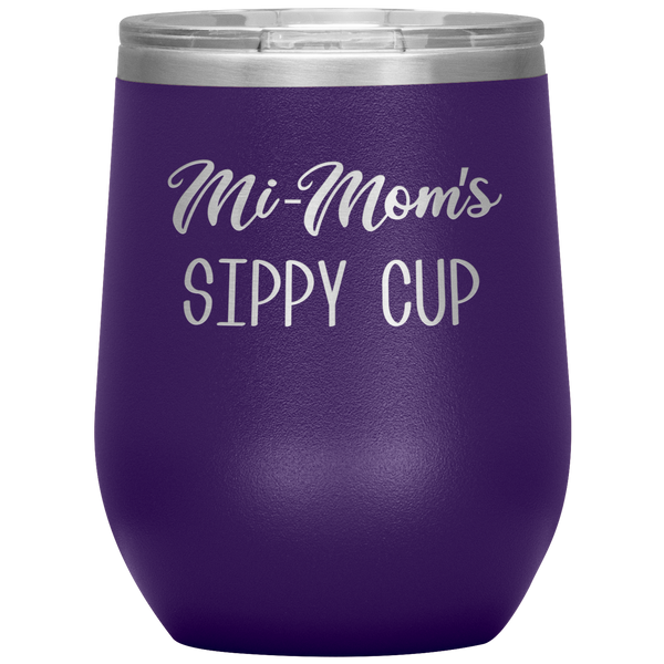 Mi-Mom's Sippy Cup Wine Tumbler Gifts Funny Stemless Insulated Wine Tumblers Hot Cold BPA Free 12oz Travel Cup