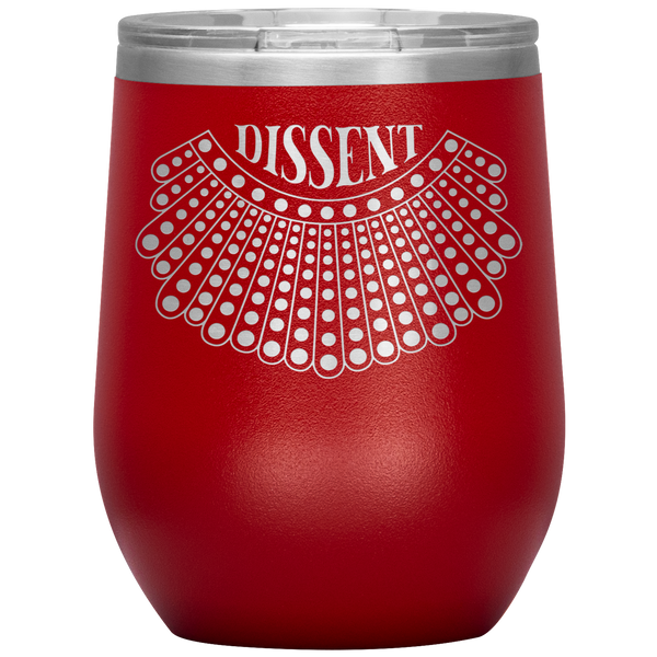 I Dissent Lace Collar Ruth Bader Ginsburg Notorious RBG Feminist Gifts Stemless Stainless Steel Insulated Wine Tumbler BPA Free 12oz