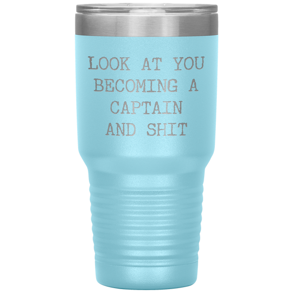Promoted to Captain Gift Look at You Becoming a Captain Mug Tumbler Travel Coffee Cup 30oz BPA Free