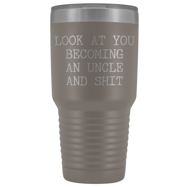 New Uncle Gift Look at You Becoming An Uncle Tumbler Metal Mug Insulated Hot Cold Travel Coffee Cup 30oz BPA Free