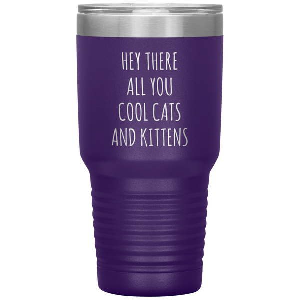 Hey There All You Cool Cats and Kittens Mug Funny Tumbler Insulated Travel Coffee Cup 30oz BPA Free
