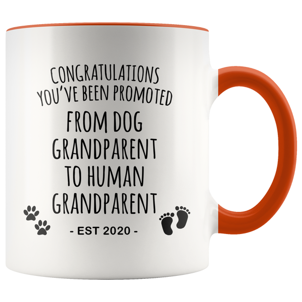 Dog Grandparent To Human Grandparent Mug Est 2020 Pregnancy Reveal First Time Grandparent Gift Promoted to Grandparent Cup Baby Announcement
