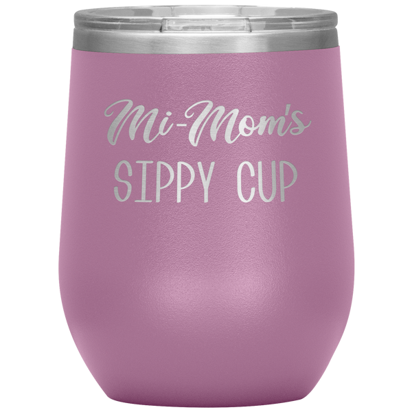 Mi-Mom's Sippy Cup Wine Tumbler Gifts Funny Stemless Insulated Wine Tumblers Hot Cold BPA Free 12oz Travel Cup