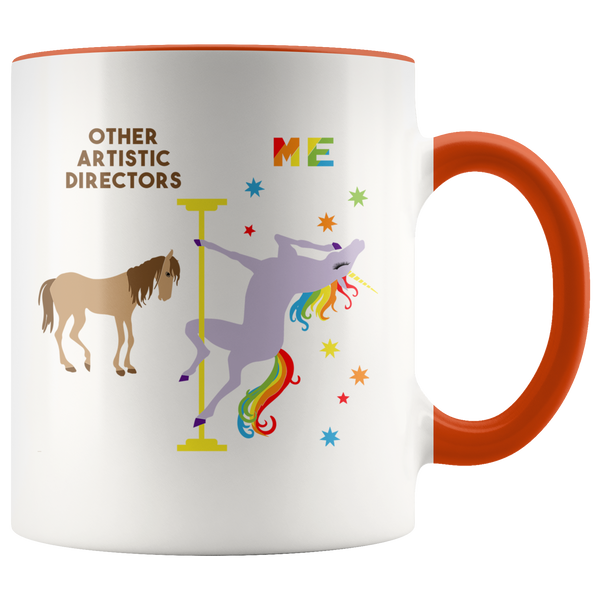 Funny Artistic Director Gift Artistic Directors Mug Coffee Cup Rainbow Pole Dancing Unicorn