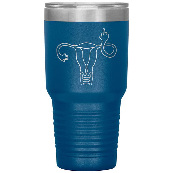 Angry Uterus Finger Mug Flipping the Bird Reproductive Rights Social Justice Feminism Pro Choice Women's Rights Abortion Rights Tumbler Travel Cup 30oz BPA Free