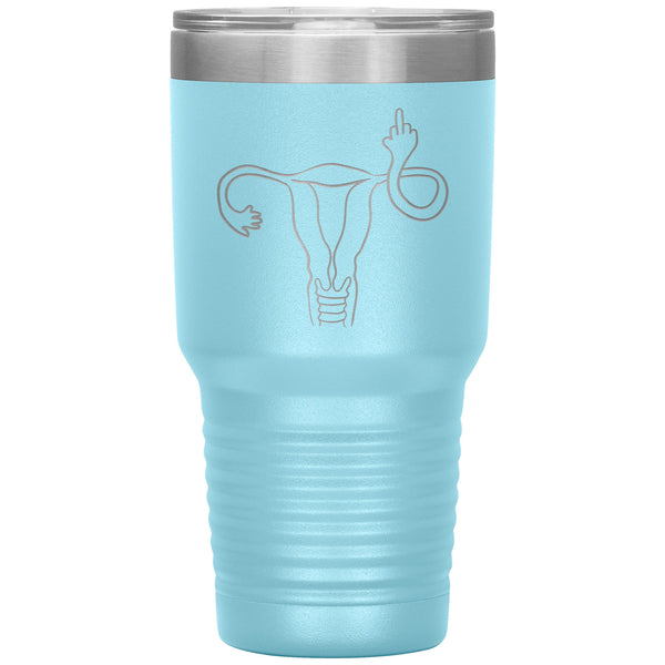 Angry Uterus Finger Mug Flipping the Bird Reproductive Rights Social Justice Feminism Pro Choice Women's Rights Abortion Rights Tumbler Travel Cup 30oz BPA Free