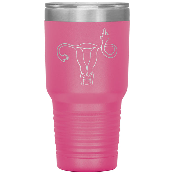 Angry Uterus Finger Mug Flipping the Bird Reproductive Rights Social Justice Feminism Pro Choice Women's Rights Abortion Rights Tumbler Travel Cup 30oz BPA Free