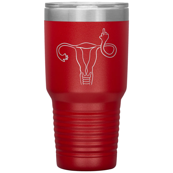 Angry Uterus Finger Mug Flipping the Bird Reproductive Rights Social Justice Feminism Pro Choice Women's Rights Abortion Rights Tumbler Travel Cup 30oz BPA Free