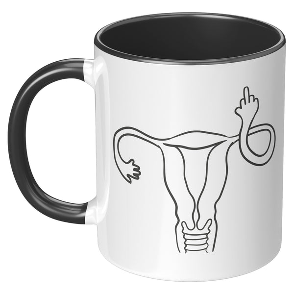 Angry Uterus Finger Mug Flipping the Bird Reproductive Rights Social Justice Feminism Pro Choice Women's Rights Coffee Cup