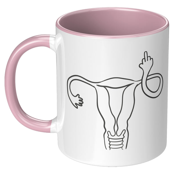 Angry Uterus Finger Mug Flipping the Bird Reproductive Rights Social Justice Feminism Pro Choice Women's Rights Coffee Cup