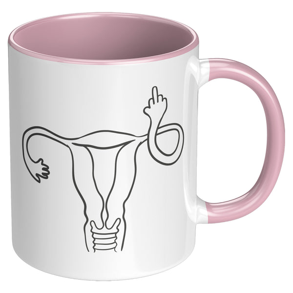 Angry Uterus Finger Mug Flipping the Bird Reproductive Rights Social Justice Feminism Pro Choice Women's Rights Coffee Cup