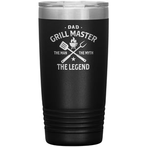 Dad Grillmaster The Man The Myth The Legend Tumbler Father's Day Gift Insulated Hot Cold Travel Cup 20oz BPA Free