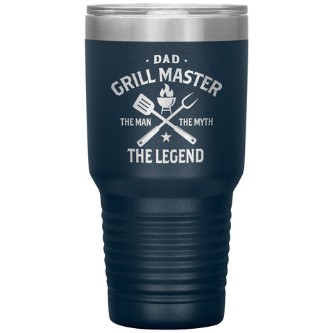 Dad Grillmaster The Man The Myth The Legend Tumbler Father's Day Gift Insulated Hot Cold Travel Cup 30oz BPA Free