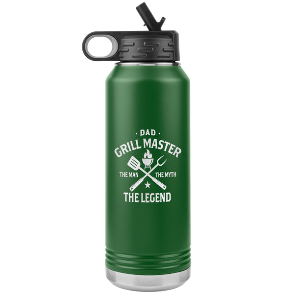 Dad Grillmaster The Man The Myth The Legend Water Bottle Tumbler Father's Day Gift Insulated 32oz BPA Free Active
