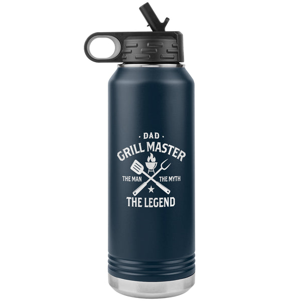 Dad Grillmaster The Man The Myth The Legend Water Bottle Tumbler Father's Day Gift Insulated 32oz BPA Free Active