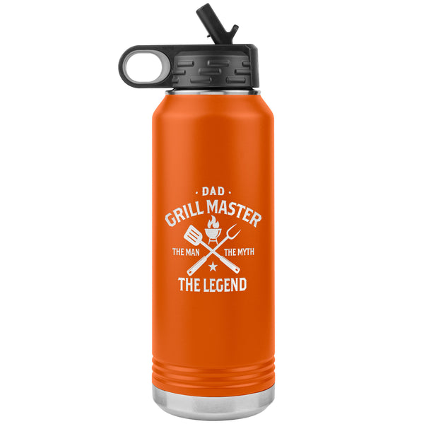 Dad Grillmaster The Man The Myth The Legend Water Bottle Tumbler Father's Day Gift Insulated 32oz BPA Free Active