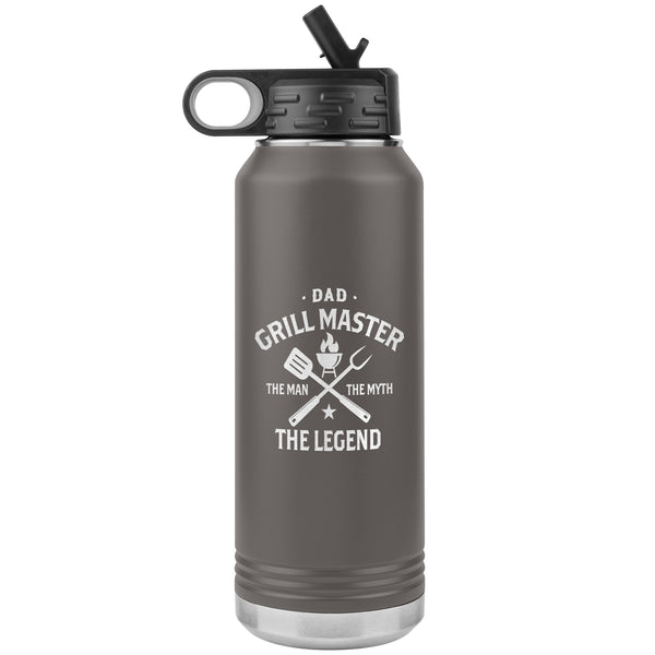 Dad Grillmaster The Man The Myth The Legend Water Bottle Tumbler Father's Day Gift Insulated 32oz BPA Free Active