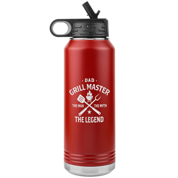 Dad Grillmaster The Man The Myth The Legend Water Bottle Tumbler Father's Day Gift Insulated 32oz BPA Free Active