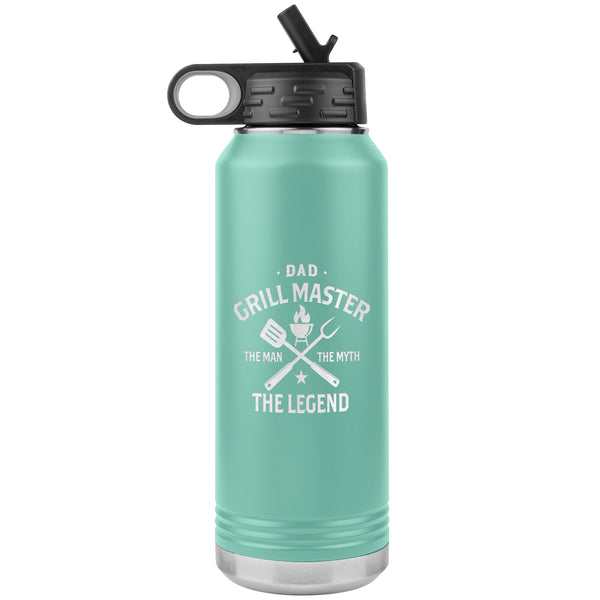 Dad Grillmaster The Man The Myth The Legend Water Bottle Tumbler Father's Day Gift Insulated 32oz BPA Free Active