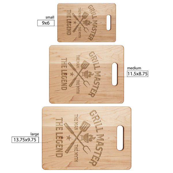 Grilling Gift For Dad BBQ Gift For Dad Grill Gift Grill Master Maple Cutting Board Chopping Board Fathers Day Gift for Men The Man The Myth