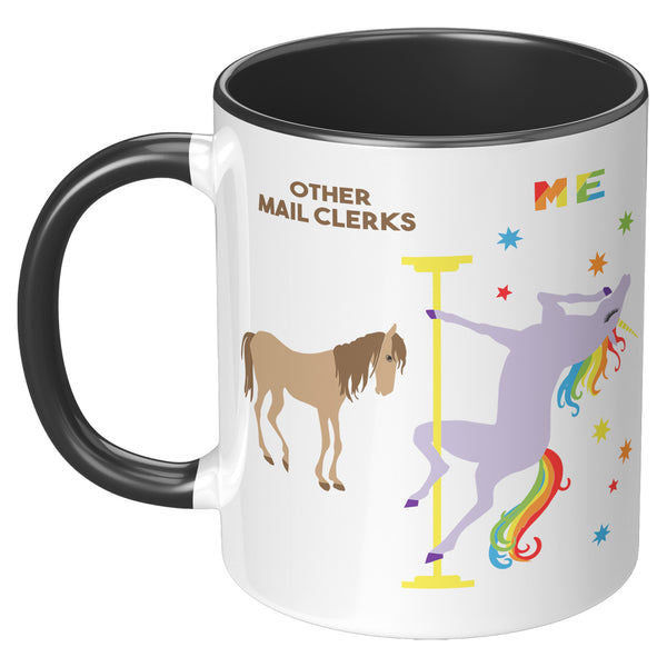 Mail Clerk Mug Pole Dancing Unicorn Coffee Cup Mailman Gifts for Mail Carriers Birthday Present Postal Carrier Woman Christmas Gift 11oz