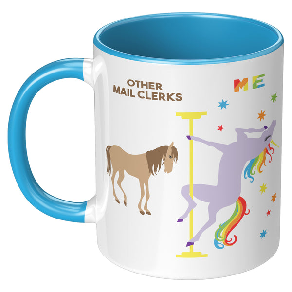 Mail Clerk Mug Pole Dancing Unicorn Coffee Cup Mailman Gifts for Mail Carriers Birthday Present Postal Carrier Woman Christmas Gift 11oz